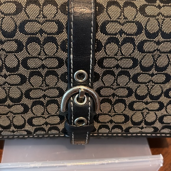 Coach   Small wallet  miniC’s canvas, wallet  bifold  gray/black  leather trim - Picture 3 of 12